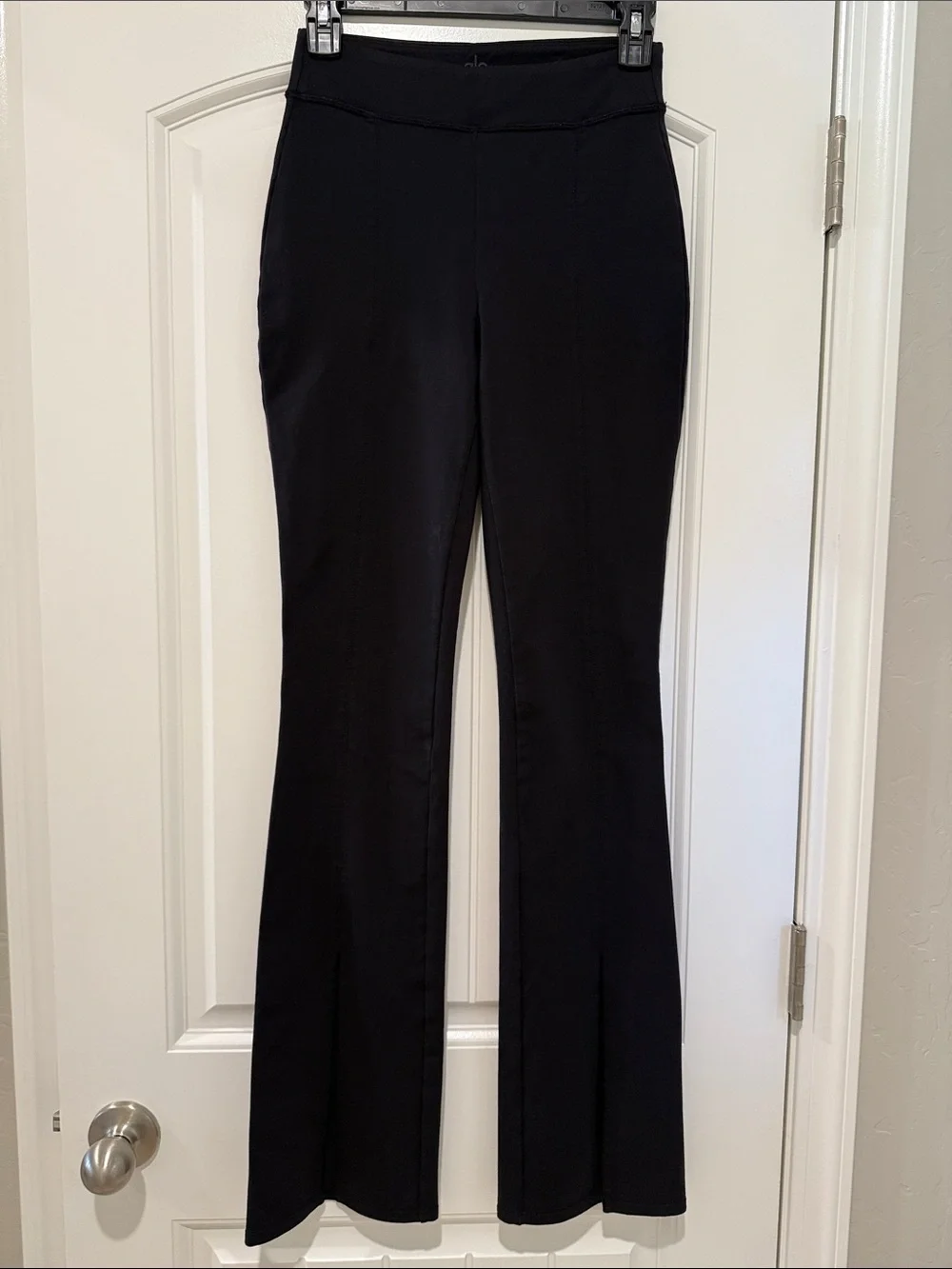 Alo Yoga Black High Waist Split Hem Flare Leggings
